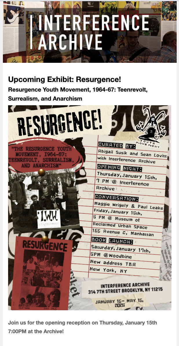 Interference Archive Newsletter