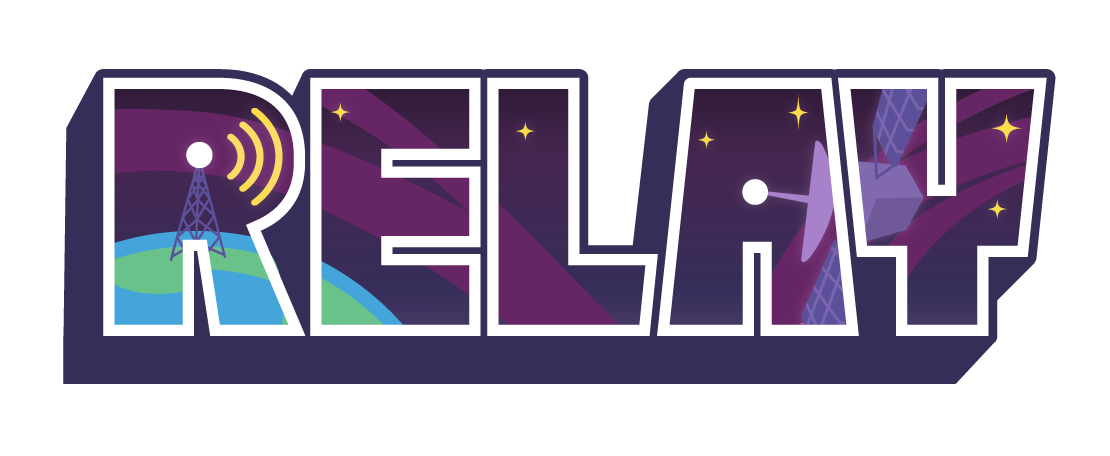 illustrated logo that reads "Relay"